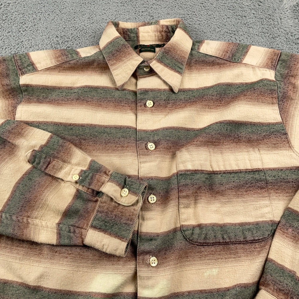VINTAGE J Crew Shirt Mens Medium Flannel Striped Oarsman Cotton Long Sleeve 90s